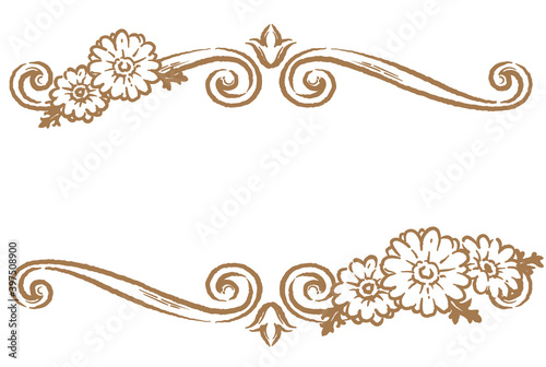 ガーベラの花を使ったアンティークな装飾フレーム。ベクター素材