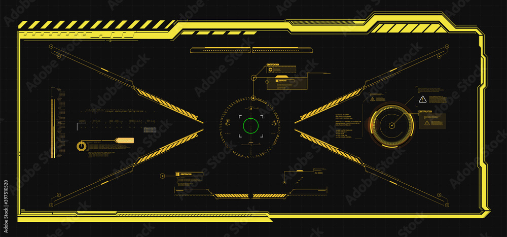 Hud frames. Futuristic modern user interface elements, hud control panel. High tech screen digital hologram window. Sci-Fi Futuristic dashboard. Vitrual reality technology. vector illustration