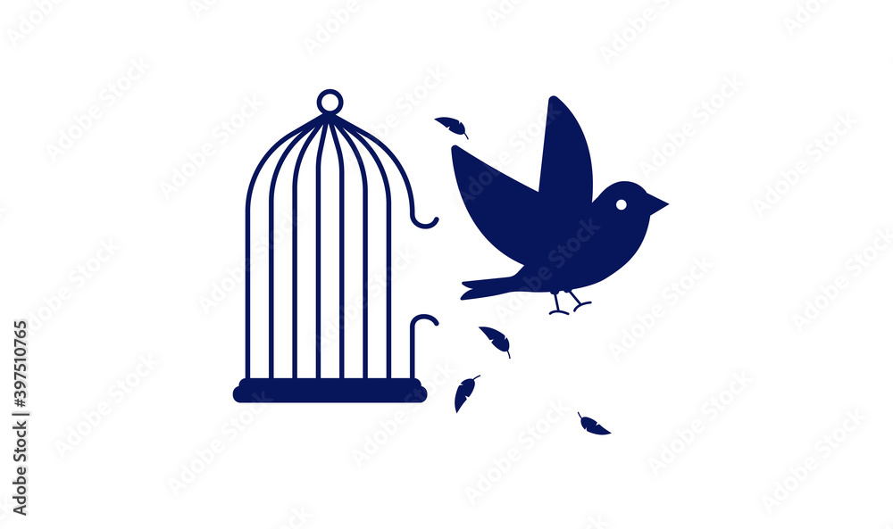 Freedom bird break out of cage vector clip art Stock Vector | Adobe Stock