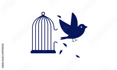 Freedom bird break out of cage vector clip art