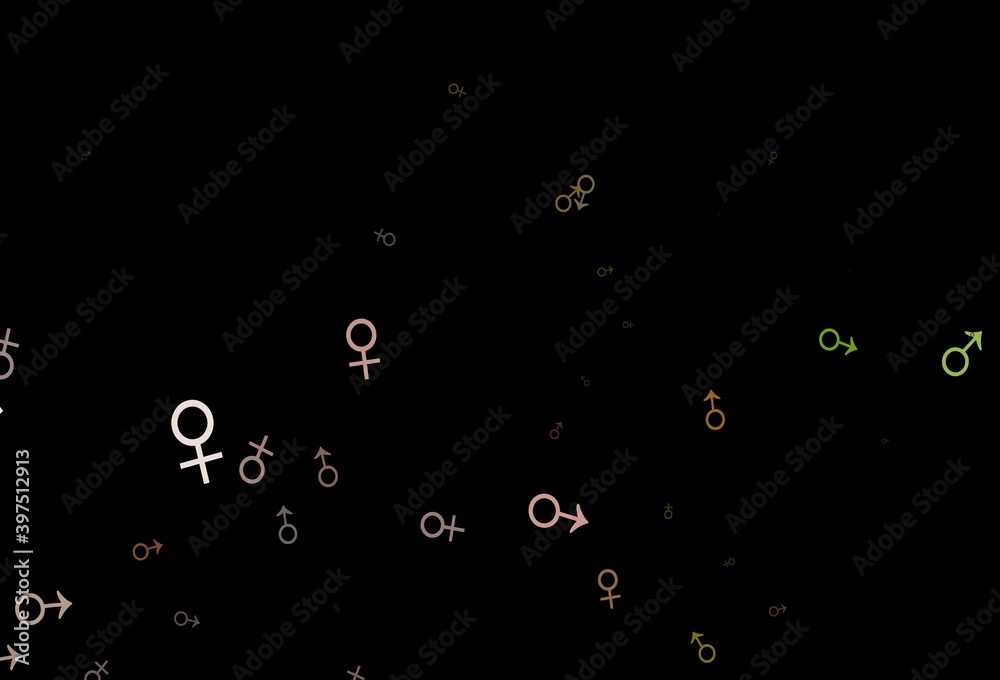 Dark green, red vector texture with male, female icons. Dark green, red vector texture with male, female icons.