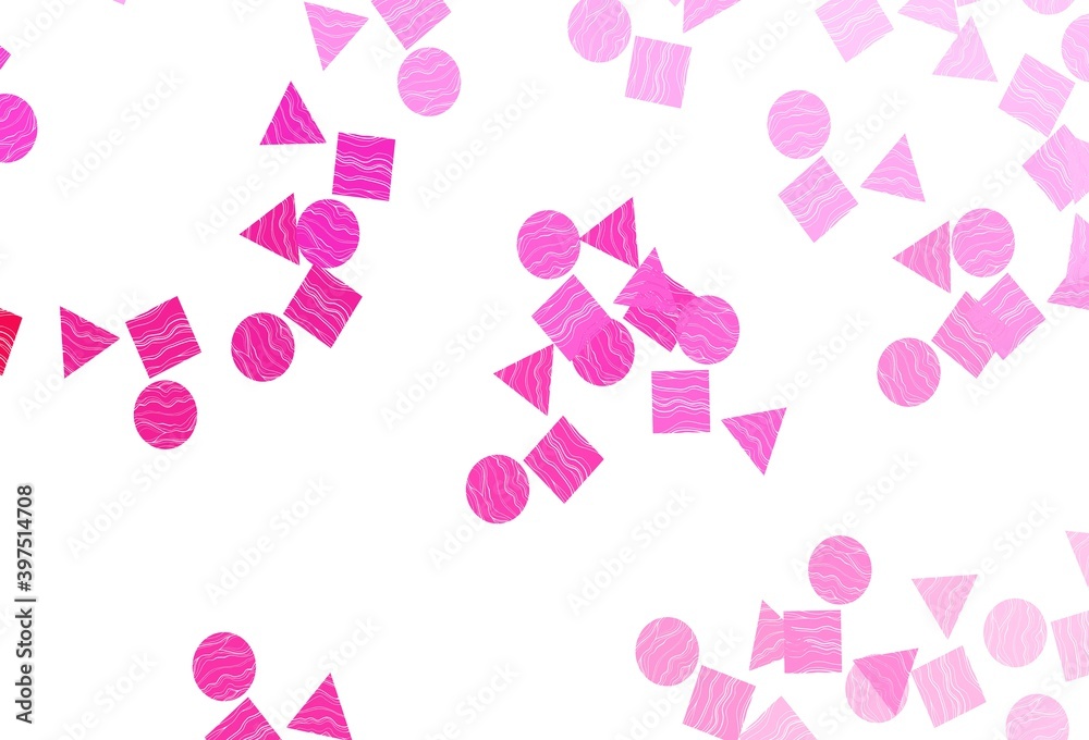 Light Pink vector layout with circles, lines, rectangles.