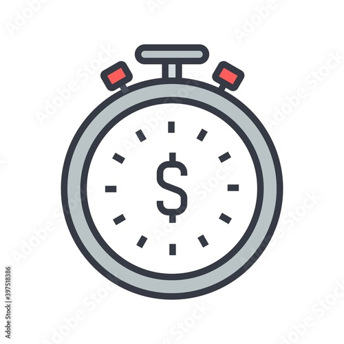 Time is money concept icon. Flat vector illustration.