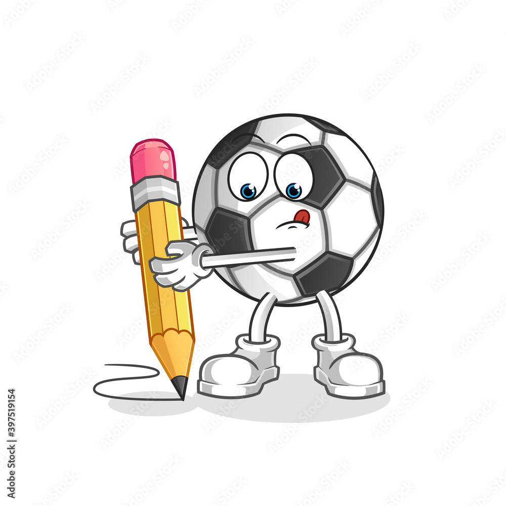 ball write with pencil character. cartoon mascot vector