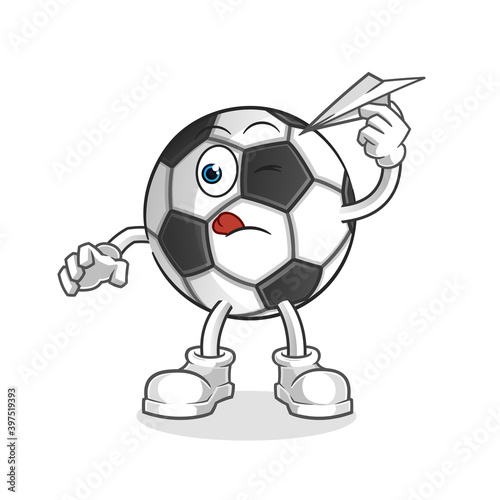 ball with paper plane character. cartoon mascot vector