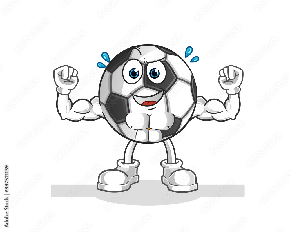 Obraz premium ball muscular cartoon. cartoon mascot vector