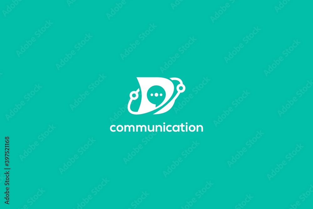 Obraz premium Creative vector of bubble chat with dot connection communication icon symbols. Abstract graphic social media communication logo design ideas.