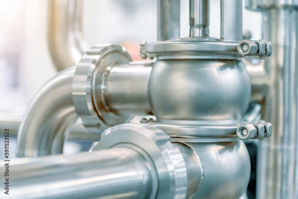 Stainless steel pipes and valves. Industrial pipeline system. Stainless steel pipes and valves. Industrial pipeline system.