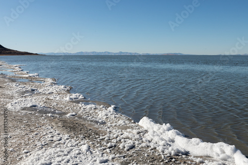 Sea foam on the Great Salt Lake