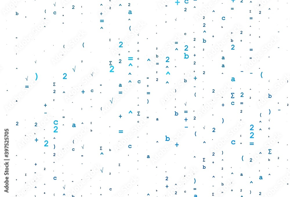 Light BLUE vector backdrop with algebra elements. Light BLUE vector backdrop with algebra elements.