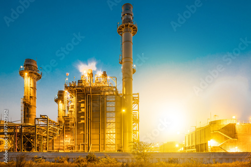 Glow light of petrochemical industry on sunset and Twilight sky ,Power plant,Energy power station area © vacancylizm