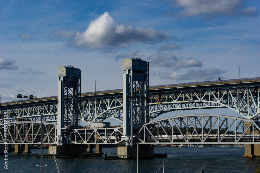 Naklejka premium Large Multi-story Truss Bridge
