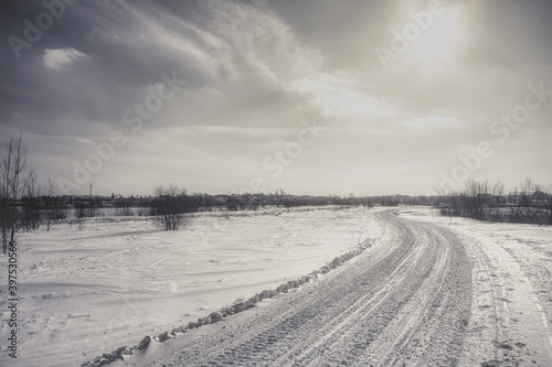 Photos skidoo trail in the heart of the old residential area of the city of Rouyn-Noran