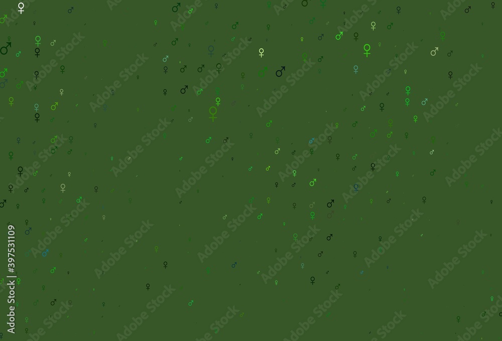Light green vector texture with male, female icons.