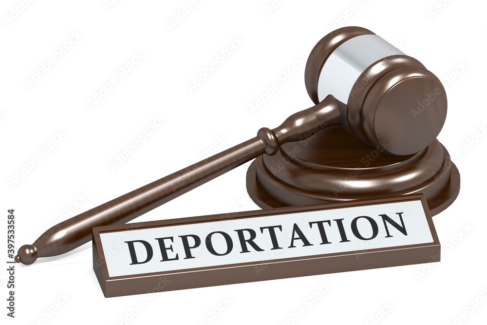 Judge gavel and deportation banner Judge gavel and deportation banner
