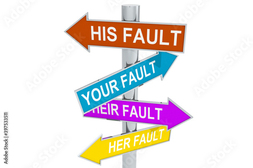 Direction post with shifting the blame