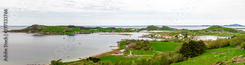 Obraz na płótnie A bay between Fjoloy, Klosteroy and Mosteroy islands, Rennesoy commune, Norway, May 2018 w salonie
