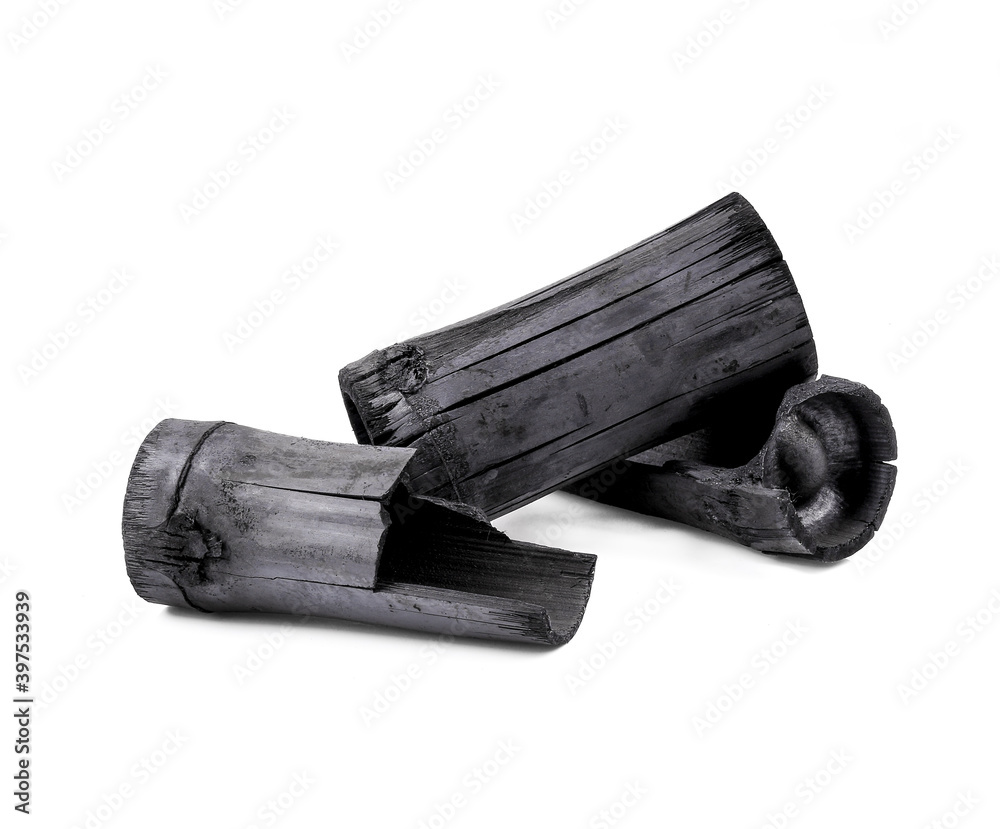 Bamboo charcoal isolated on white background Bamboo charcoal isolated on white background