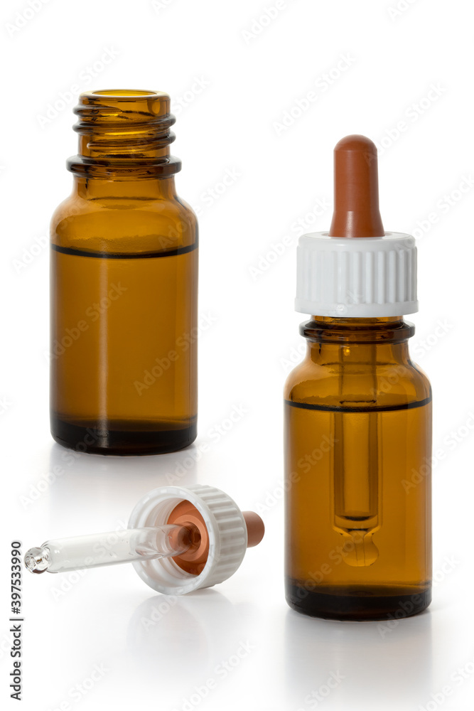 Nose drops in a medical bottle with a pipette on a white background. Full depth of field. With clipping path Nose drops in a medical bottle with a pipette on a white background. Full depth of field. With clipping path