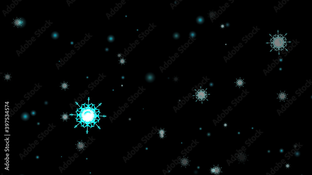 Obraz premium snowflake eight branch short thorn wing falling on black isolated