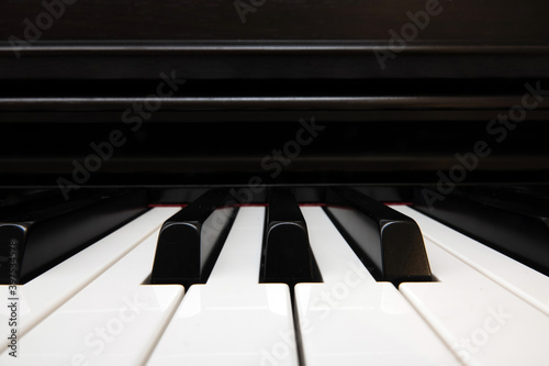 Front view of black and white a jazz piano