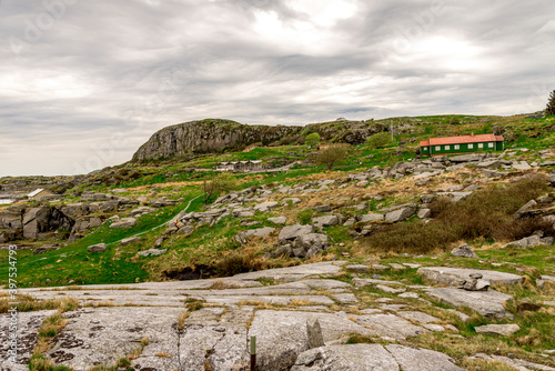 Obraz na płótnie Landscape view of historical Fjoloy fort site, Rennesoy kommune, Stavanger, Norway, May 2018 w salonie