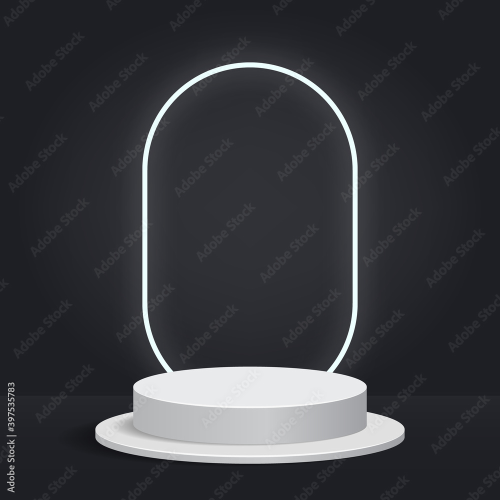 Empty cylinder podium on minimal background. Abstract minimal scene with geometrical forms. Design for product presentation. 3d vector illustration. Empty cylinder podium on minimal background. Abstract minimal scene with geometrical forms. Design for product presentation. 3d vector illustration.