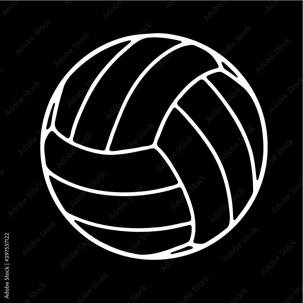 illustration of a black and white volleyball