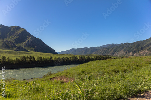 Mountains of the Altai territory and the Katun river