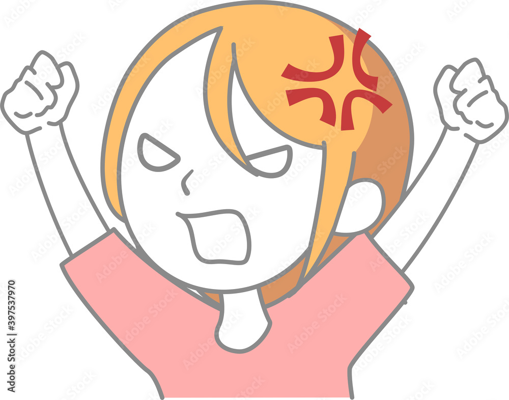A woman who raises her hand and gets angry A woman who raises her hand and gets angry