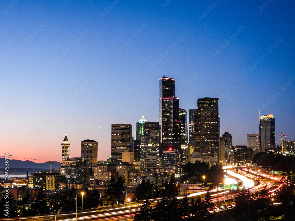 seattle skyline at night seattle skyline at night