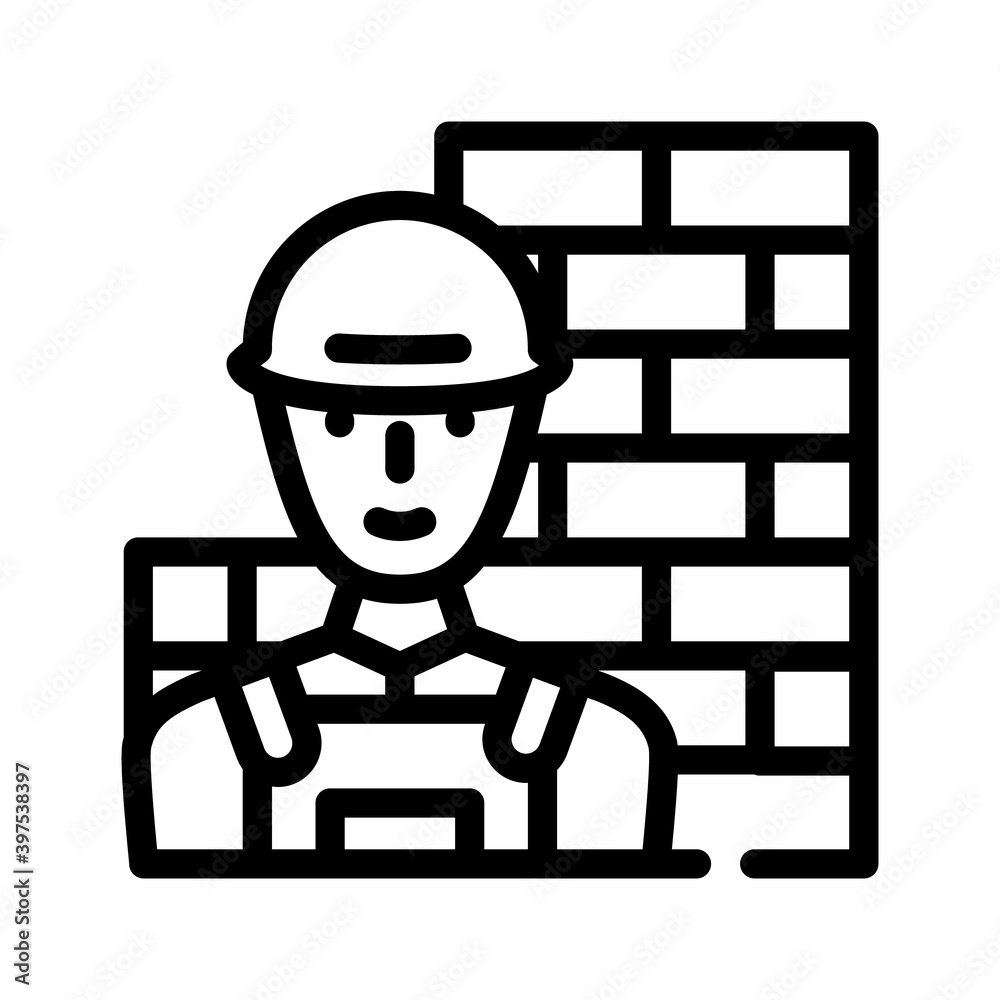 builder worker line icon vector illustration flat builder worker line icon vector illustration flat