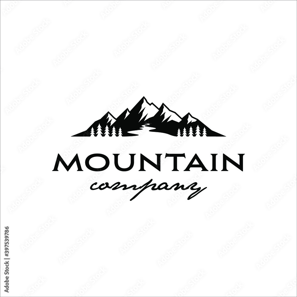 Mountains with pine trees and flowing rivers Mountains with pine trees and flowing rivers