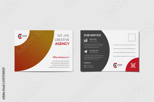 Corporate Business Double-Sided Professional Postcard Vector Design, Event Card Design, Direct Mail EDDM Template, Invitation Design. Flat Design Vector Illustration.