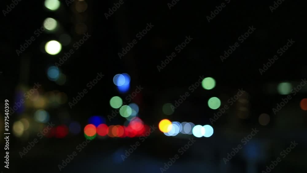 night city street colorful lights bokeh