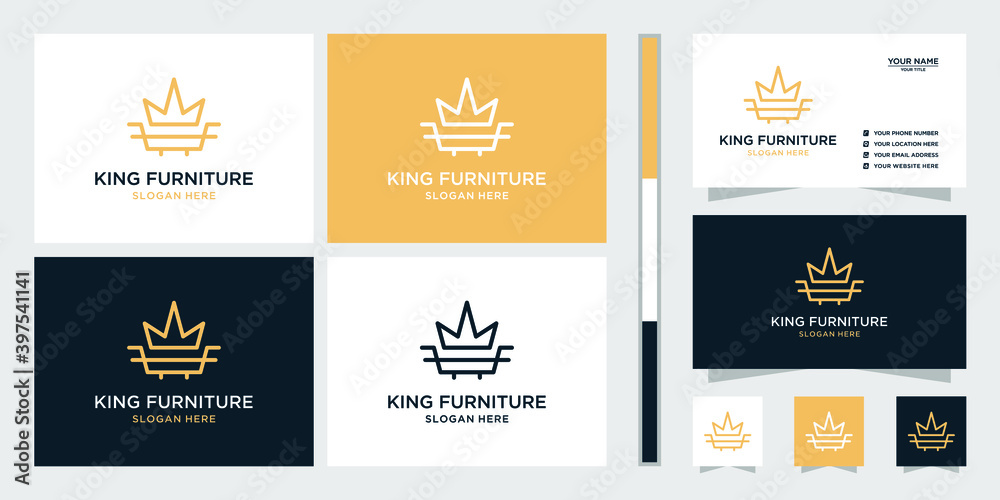 King furniture logo with abstract letter f inspiration