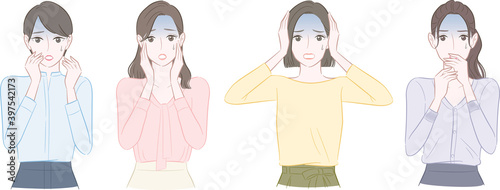 ショックを受ける女性のイラスト