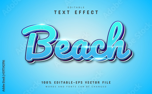Modern beach text effect with blue gradient