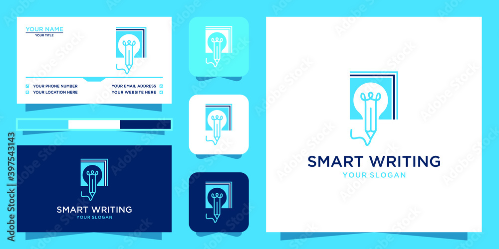 Smart pen logo, smart writing logo and business card Smart pen logo, smart writing logo and business card