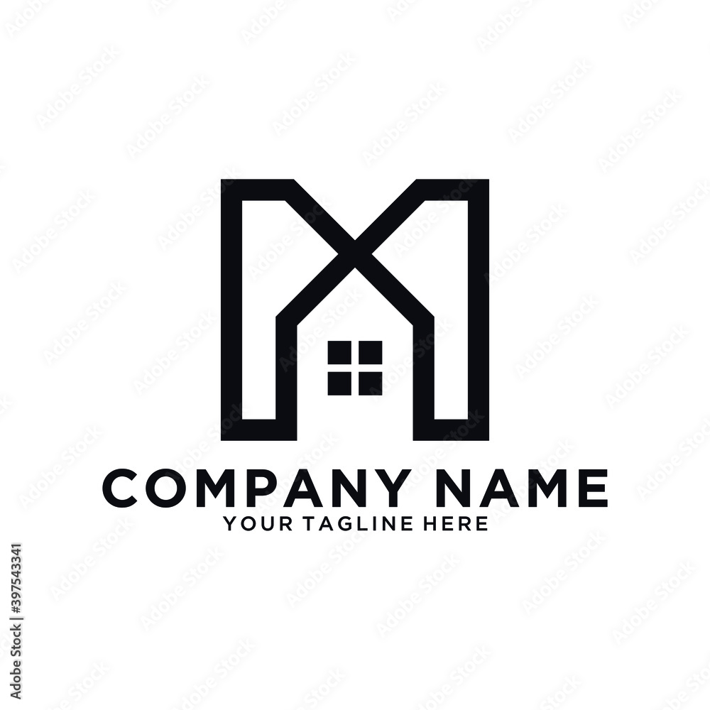 Letter M House Logo Design Letter M House Logo Design