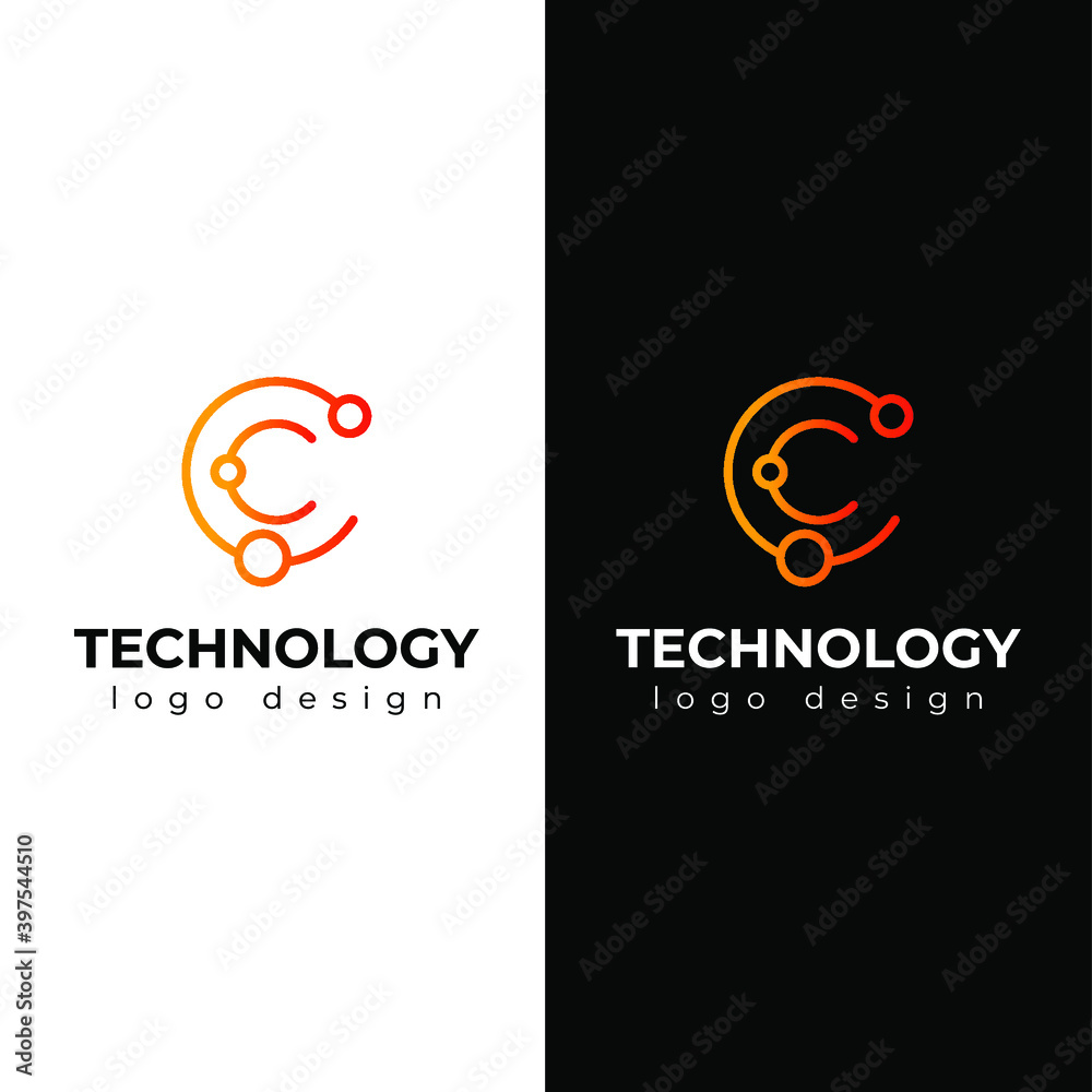 C letter technology logo design minimal and modern logotype vector template