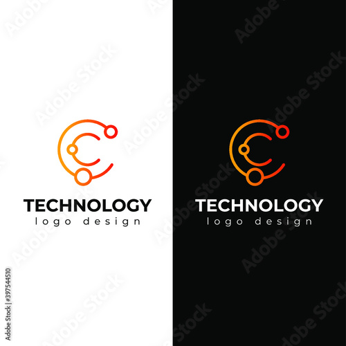 C letter technology logo design minimal and modern logotype vector template
