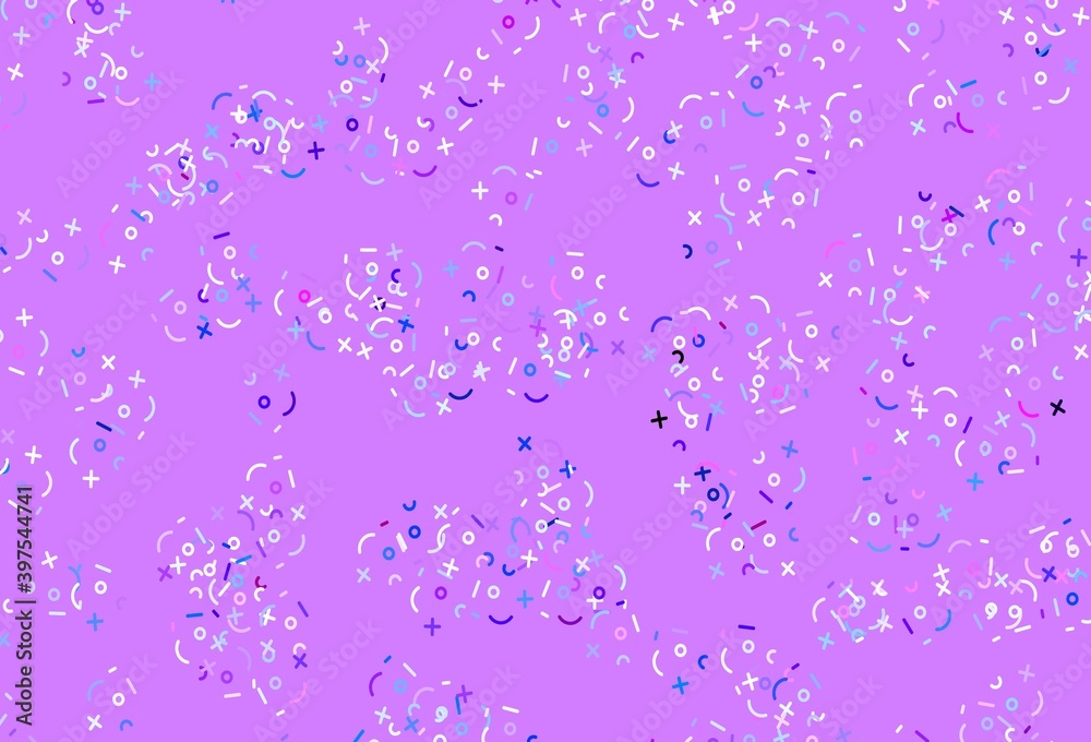 Light Pink, Blue vector pattern with Digit symbols.