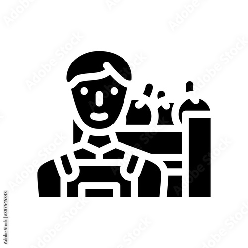 farmer worker glyph icon vector illustration black