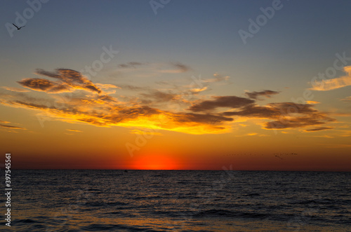 Colorful sunrise over the sea, landscape
