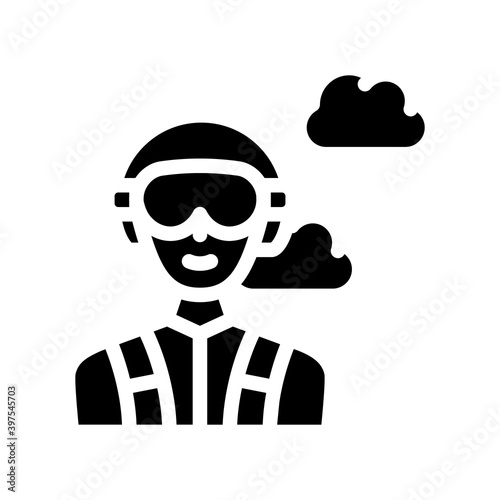 paratrooper worker glyph icon vector illustration black