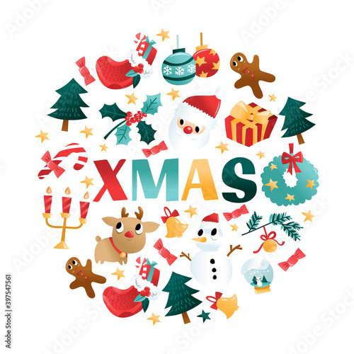 Fun Cartoon Christmas Holiday Round Decorations