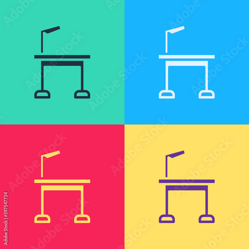 Pop art Pet grooming table icon isolated on color background. Vector.