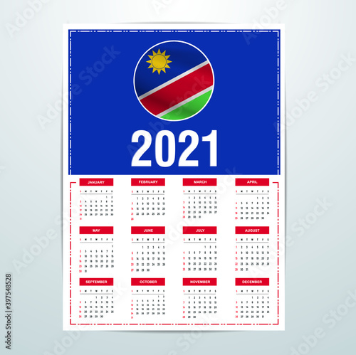 Namibia Calendar 2021- Country Flag Banner - Happy New Year