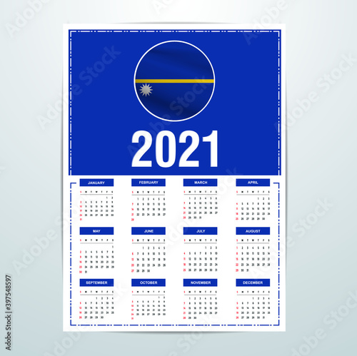 Nauru Calendar 2021- Country Flag Banner - Happy New Year